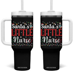 Funny Nurse Christmas Tumbler With Handle Santa Little Nurse TS14 One Size: 40 oz Black Print Your Wear