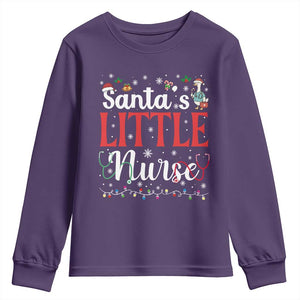 Funny Nurse Christmas Youth Sweatshirt Santa Little Nurse TS14 Purple Print Your Wear