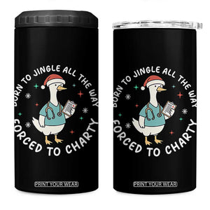 Christmas Goose Nurse 4 in 1 Can Cooler Tumbler Born To Jingle All The Way Forrced To Chart TS14 One Size: 16 oz Black Print Your Wear