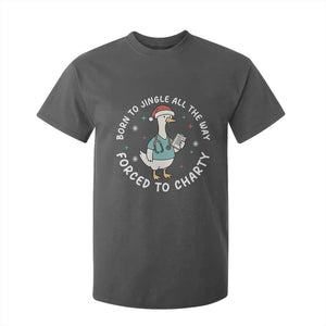 Christmas Goose Nurse T Shirt For Kid Born To Jingle All The Way Forrced To Chart TS14 Dark Heather Print Your Wear