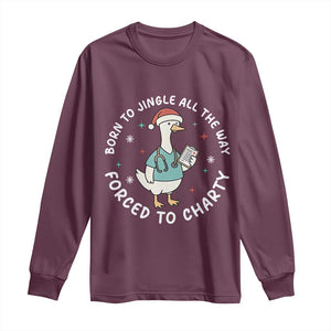 Christmas Goose Nurse Long Sleeve Shirt Born To Jingle All The Way Forrced To Chart TS14 Maroon Print Your Wear