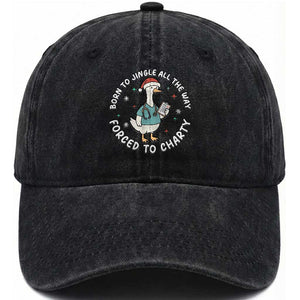Christmas Goose Nurse Washed Cotton Baseball Cap Born To Jingle All The Way Forrced To Chart TS14 Washed Cap Universal Fit Black Print Your Wear
