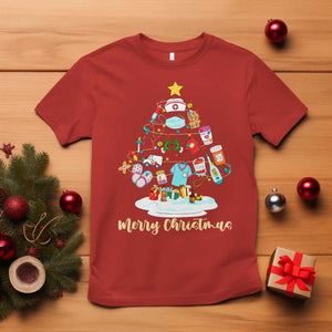 Christmas Nurse Tree Lights T Shirt TS14 Red Print Your Wear