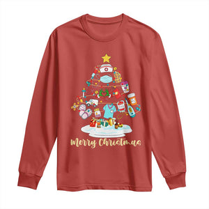 Christmas Nurse Tree Lights Long Sleeve Shirt TS14 Red Print Your Wear