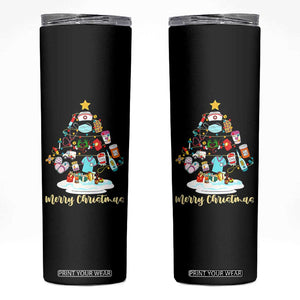 Christmas Nurse Tree Lights Skinny Tumbler TS14 Black Print Your Wear