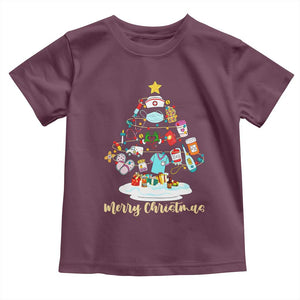 Christmas Nurse Tree Lights Toddler T Shirt TS14 Maroon Print Your Wear