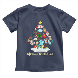 Christmas Nurse Tree Lights Toddler T Shirt TS14 Navy Print Your Wear