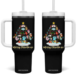 Christmas Nurse Tree Lights Tumbler With Handle TS14 One Size: 40 oz Black Print Your Wear