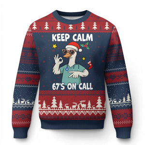 67 Six Seven Goose Nurse Xmas Meme Ugly Christmas Sweater TS14 Navy Red Print Your Wear