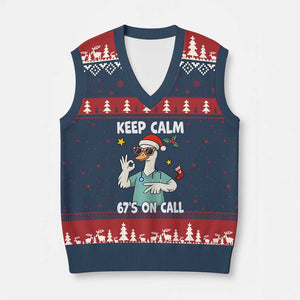 67 Six Seven Goose Nurse Xmas Meme V-Neck Knit Sweater Vest TS14 Navy Red Print Your Wear