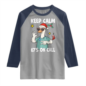 67 Six Seven Goose Nurse Christmas Meme Raglan Shirt TS14 Sport Gray Navy Print Your Wear