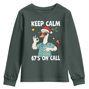 67 Six Seven Goose Nurse Christmas Meme Youth Sweatshirt TS14 Dark Forest Green Print Your Wear