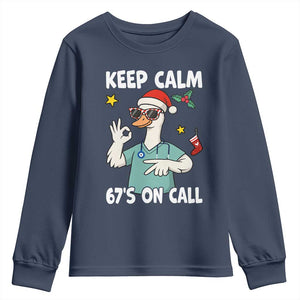 67 Six Seven Goose Nurse Christmas Meme Youth Sweatshirt TS14 Navy Print Your Wear