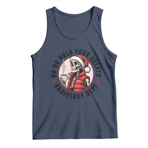 Funny Skeleton Christmas Tank Top Ho Ho Hold Your Breath Radiolocy Dept TS14 Navy Print Your Wear