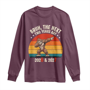 67 New Year Long Sleeve Shirt Funny Six Seven Bruh Bigfoot Meme TS14 Maroon Print Your Wear