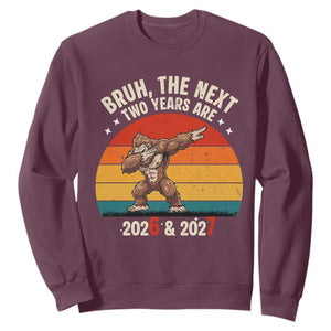 67 New Year Sweatshirt Funny Six Seven Bruh Bigfoot Meme TS14 Maroon Print Your Wear