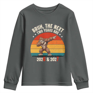 67 New Year Youth Sweatshirt Funny Six Seven Bruh Bigfoot Meme TS14 Dark Heather Print Your Wear