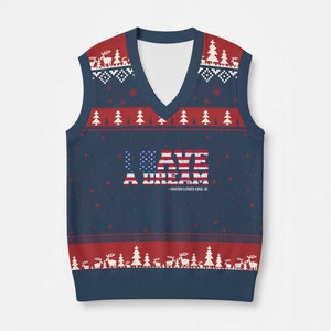 Martin Luther King Jr V-Neck Knit Sweater Vest Black History African American TS14 Navy Red Print Your Wear