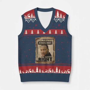 Martin Luther King Jr V-Neck Knit Sweater Vest The Time Is Always Right To Do What Is Right MLK Quote TS14 Navy Red Print Your Wear