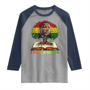 Martin Luther King Jr Raglan Shirt Black History Month Melanin African TS14 Sport Gray Navy Print Your Wear