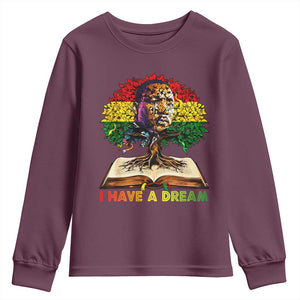 Martin Luther King Jr Youth Sweatshirt Black History Month Melanin African TS14 Maroon Print Your Wear