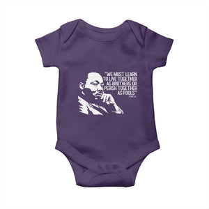 Martin Luther King Jr Baby Onesie We Must Learn to Live Together as Brothers MLK Quote TS14 Purple Print Your Wear