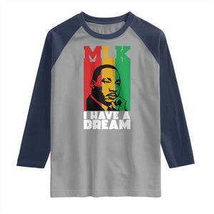 Martin Luther King Jr Raglan Shirt I Have Dream MLK Quote TS14 Sport Gray Navy Print Your Wear