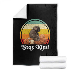 Punch Mokey Throw Blanket Viral Trend Baby Monkey Stay Kind TS14 Black Print Your Wear