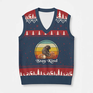 Punch Mokey V-Neck Knit Sweater Vest Viral Trend Baby Monkey Stay Kind TS14 Navy Red Print Your Wear