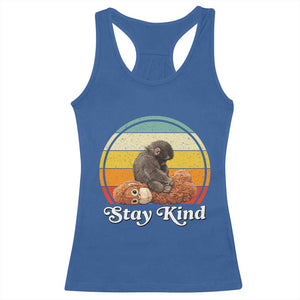 Punch Mokey Racerback Tank Top Viral Trend Baby Monkey Stay Kind TS14 Royal Blue Print Your Wear