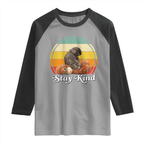 Punch Mokey Raglan Shirt Viral Trend Baby Monkey Stay Kind TS14 Sport Gray Black Print Your Wear