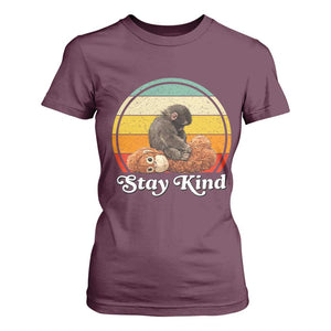 Punch Mokey T Shirt For Women Viral Trend Baby Monkey Stay Kind TS14 Maroon Print Your Wear