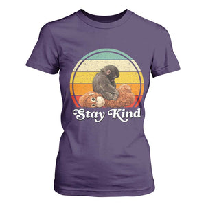 Punch Mokey T Shirt For Women Viral Trend Baby Monkey Stay Kind TS14 Purple Print Your Wear