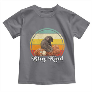 Punch Mokey Toddler T Shirt Viral Trend Baby Monkey Stay Kind TS14 Charcoal Print Your Wear