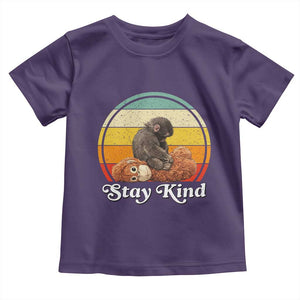 Punch Mokey Toddler T Shirt Viral Trend Baby Monkey Stay Kind TS14 Purple Print Your Wear