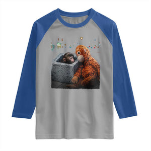 Punch Mokey Raglan Shirt Viral Trend Baby Monkey Streets Meme TS14 Sport Gray Royal Print Your Wear