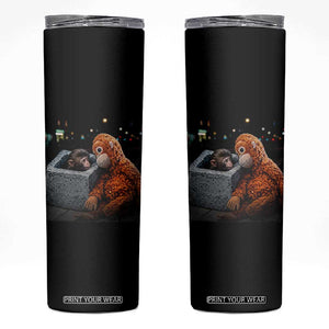 Punch Mokey Skinny Tumbler Viral Trend Baby Monkey Streets Meme TS14 Black Print Your Wear