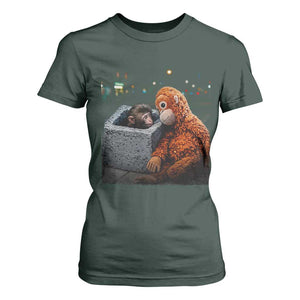 Punch Mokey T Shirt For Women Viral Trend Baby Monkey Streets Meme TS14 Dark Forest Green Print Your Wear