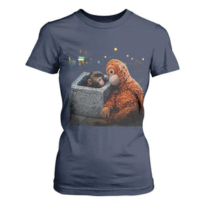 Punch Mokey T Shirt For Women Viral Trend Baby Monkey Streets Meme TS14 Navy Print Your Wear