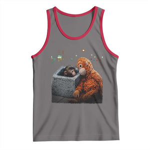Punch Mokey Tank Top Viral Trend Baby Monkey Streets Meme TS14 Deep Heather Red Print Your Wear