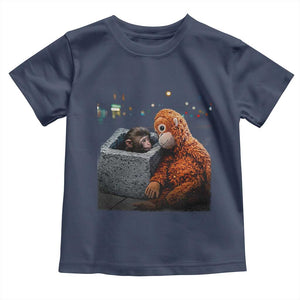 Punch Mokey Toddler T Shirt Viral Trend Baby Monkey Streets Meme TS14 Navy Print Your Wear
