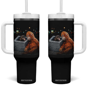 Punch Mokey Tumbler With Handle Viral Trend Baby Monkey Streets Meme TS14 One Size: 40 oz Black Print Your Wear