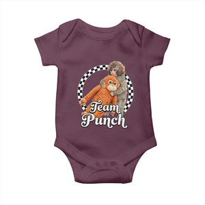 Punch Mokey Baby Onesie Baby Monkey And Plush Toy Viral Trend TS14 Maroon Print Your Wear