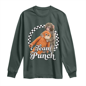 Punch Mokey Long Sleeve Shirt Baby Monkey And Plush Toy Viral Trend TS14 Dark Forest Green Print Your Wear