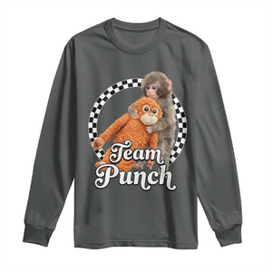 Punch Mokey Long Sleeve Shirt Baby Monkey And Plush Toy Viral Trend TS14 Dark Heather Print Your Wear