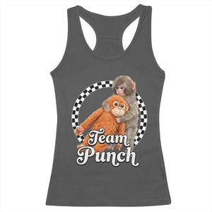 Punch Mokey Racerback Tank Top Baby Monkey And Plush Toy Viral Trend TS14 Dark Heather Print Your Wear