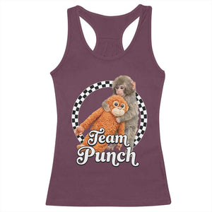 Punch Mokey Racerback Tank Top Baby Monkey And Plush Toy Viral Trend TS14 Maroon Print Your Wear