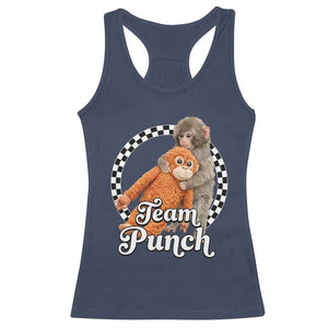 Punch Mokey Racerback Tank Top Baby Monkey And Plush Toy Viral Trend TS14 Navy Print Your Wear