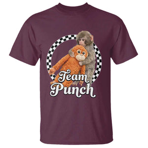 Punch Mokey T Shirt Baby Monkey And Plush Toy Viral Trend TS14 Maroon Print Your Wear