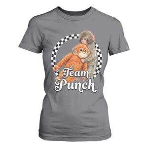 Punch Mokey T Shirt For Women Baby Monkey And Plush Toy Viral Trend TS14 Charcoal Print Your Wear